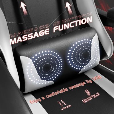 Cadeira de jogos de reclinação ajustável em altura com apoio para os pés e suporte lombar para massagem