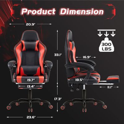 Cadeira giratória ALINUNU Cadeiras de jogos com computador ergonômico com massagem e suporte lombar