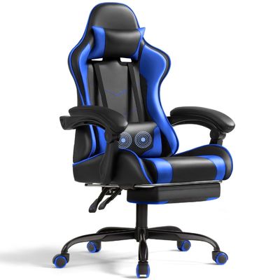 Solid Back Style Ergonomic Gaming Chair com apoio para os pés e apoio lombar de massagem