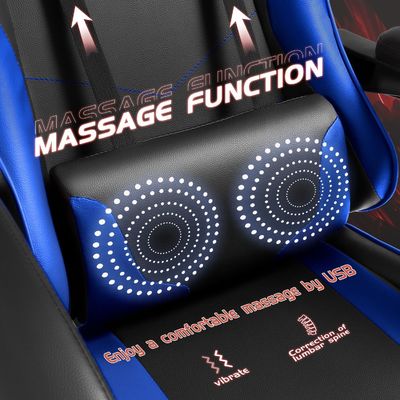 Solid Back Style Ergonomic Gaming Chair com apoio para os pés e apoio lombar de massagem