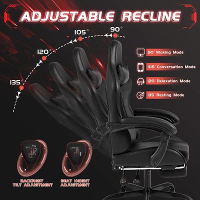 Cadeira de jogo de computador ergonômico de estilo moderno com apoio de pé e massagem
