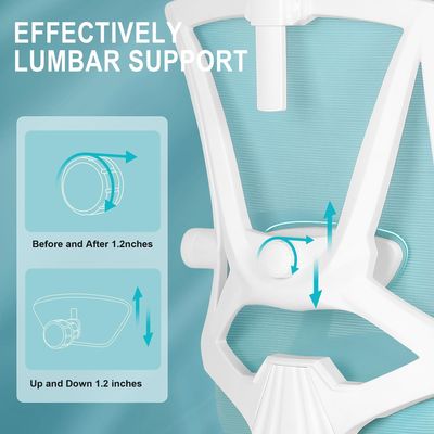 Cadeira de escritório com 360 giratórios com suporte lombar e apoio de pé 2D ajustáveis