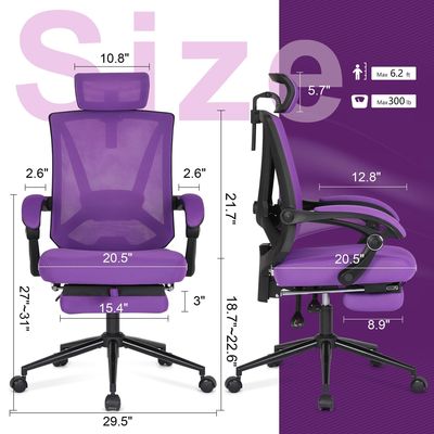 Acessível OEM ODM High Back Office Chair com suporte lombar e apoio de pé 2D ajustáveis