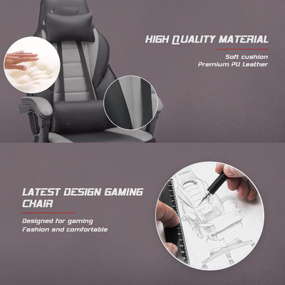 Cadeira de jogo de estilo de corrida de design moderno com apoio de pés e apoio de cabeça de cor personalizada