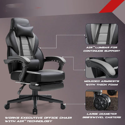Cadeira de jogo de estilo de corrida de design moderno com apoio de pés e apoio de cabeça de cor personalizada