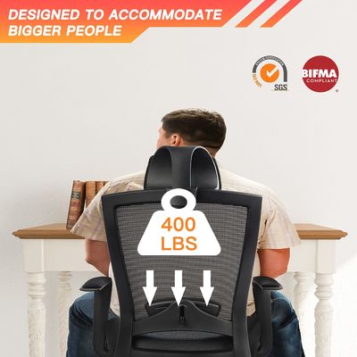 Cadeira de escritório de malha ergonômica com almofada espessada e apoio de cabeça ajustável