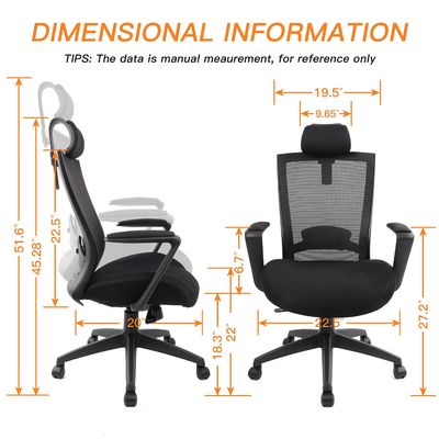 Cadeira de escritório de malha ergonômica com almofada espessada e apoio de cabeça ajustável