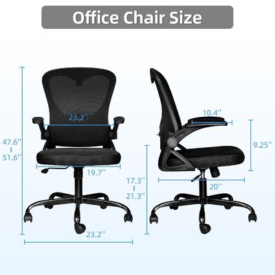 Cadeira de escritório de malha ergonômica de braços dobrados com 360 giros e ajuste de altura