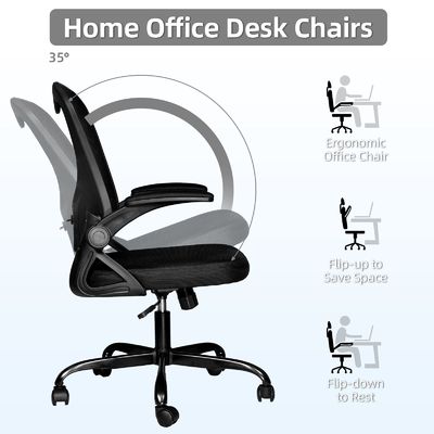 Cadeira de escritório de malha ergonômica de braços dobrados com 360 giros e ajuste de altura