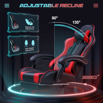 Moderna cadeira de jogos ALINUNU com apoio lombar de massagem e assento giratório 360