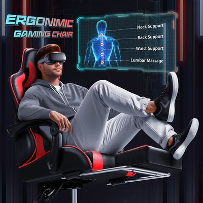 Moderna cadeira de jogos ALINUNU com apoio lombar de massagem e assento giratório 360