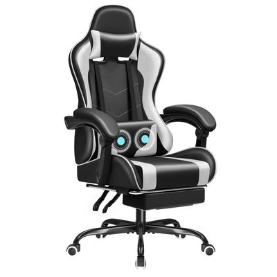Cadeira de jogo de corrida com suporte lombar de massagem e assento giratório 360