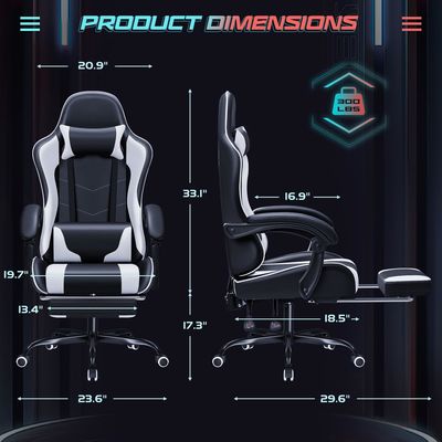Cadeira de jogo de corrida com suporte lombar de massagem e assento giratório 360