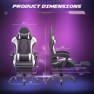 Cadeira de computador com 360 giros e ajuste de altura Cadeira de videogame ergonômica de costas altas