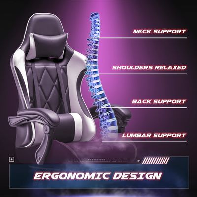 Cadeira de computador com 360 giros e ajuste de altura Cadeira de videogame ergonômica de costas altas
