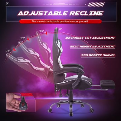 Cadeira de computador com 360 giros e ajuste de altura Cadeira de videogame ergonômica de costas altas