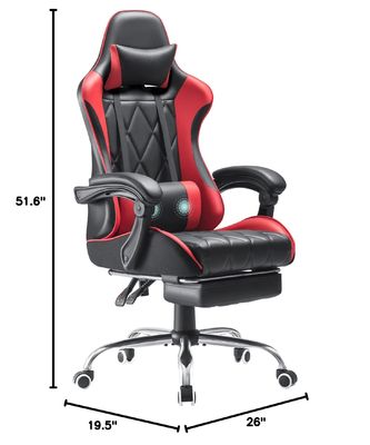Sala de jogos de computador Cadeira giratória com apoio lombar de massagem e design ergonômico de costas altas