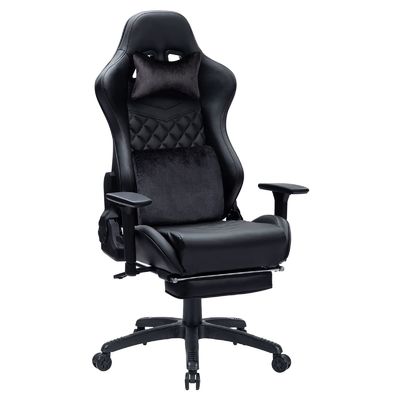 Cadeira de jogos de escritório com apoio de pé traseiro alto de couro PU ajustável Design moderno