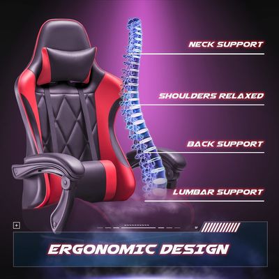 Sala de jogos de computador Cadeira giratória com apoio lombar de massagem e design ergonômico de costas altas