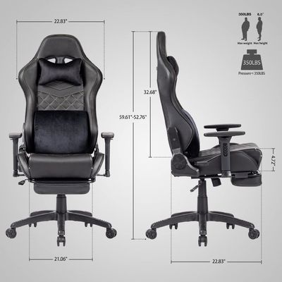 Cadeira de jogos de escritório com apoio de pé traseiro alto de couro PU ajustável Design moderno