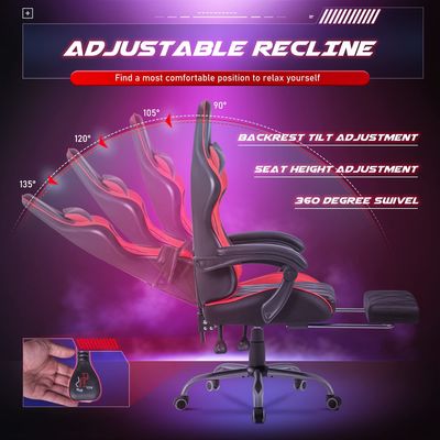 Sala de jogos de computador Cadeira giratória com apoio lombar de massagem e design ergonômico de costas altas