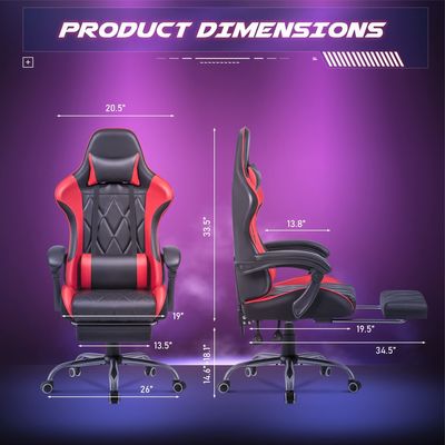 Sala de jogos de computador Cadeira giratória com apoio lombar de massagem e design ergonômico de costas altas