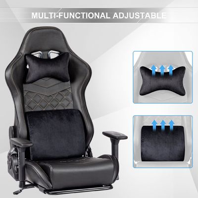 Cadeira de jogos de escritório com apoio de pé traseiro alto de couro PU ajustável Design moderno