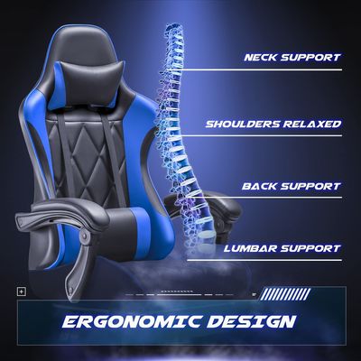 Cadeira de jogos de vídeo de costas altas com apoio para os pés e massagem de apoio lombar Cor personalizada