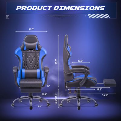 Cadeira de jogos de vídeo de costas altas com apoio para os pés e massagem de apoio lombar Cor personalizada