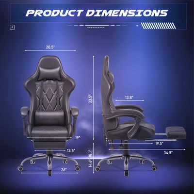 Sala de jogos de computador Cadeira de jogos de corrida com apoio para os pés e massagem Suporte lombar nas costas