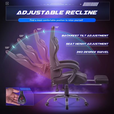Sala de jogos de computador Cadeira de jogos de corrida com apoio para os pés e massagem Suporte lombar nas costas
