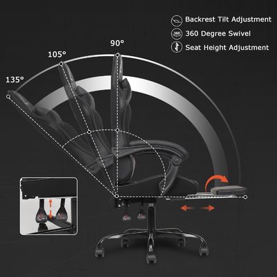 Cadeira de computador confortável com ajuste de altura e giro 360