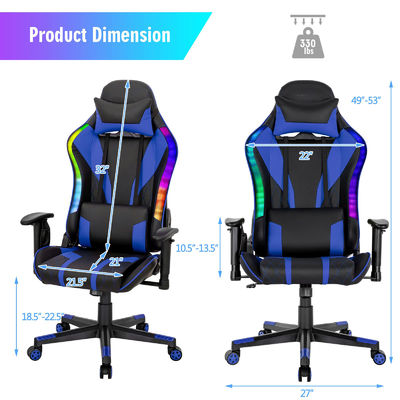 ALINUNU Metal Tipo Alumínio Cadeira de Jogo Ergonômica de Corrida com Apoio Lumbar Ajustável