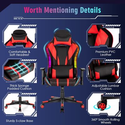 Atualize sua cadeira de jogos para cadeira giratória ALINUNU com luzes LED RGB Design ergonômico