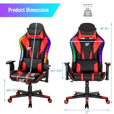 Atualize sua cadeira de jogos para cadeira giratória ALINUNU com luzes LED RGB Design ergonômico
