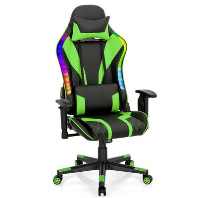 Cadeira de jogos RGB ergonômica confortável com design ajustável e luzes LED RGB