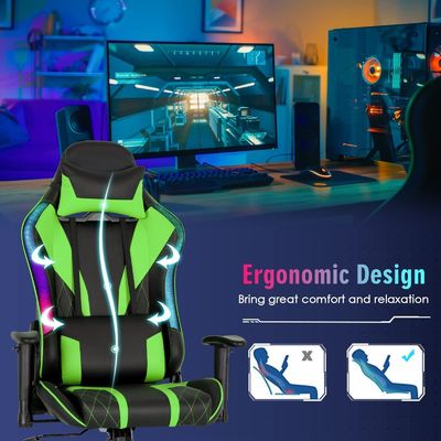 Cadeira de jogos RGB ergonômica confortável com design ajustável e luzes LED RGB