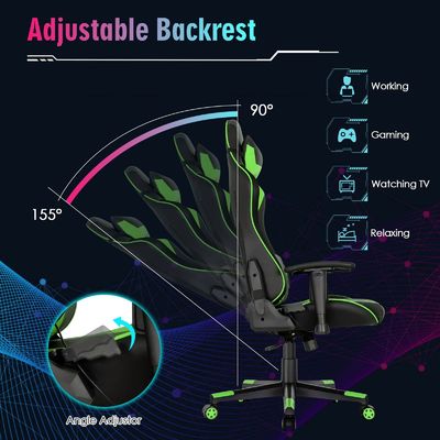Cadeira de jogos RGB ergonômica confortável com design ajustável e luzes LED RGB