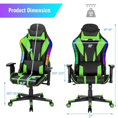 Cadeira de jogos RGB ergonômica confortável com design ajustável e luzes LED RGB