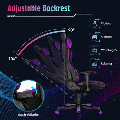 Atualize sua configuração de jogos com a cadeira giratória ALINUNU de design moderno e luzes LED RGB