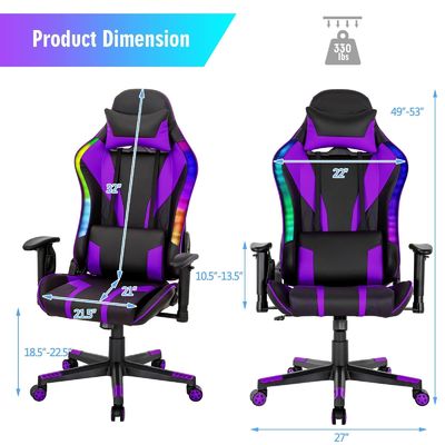 Atualize sua configuração de jogos com a cadeira giratória ALINUNU de design moderno e luzes LED RGB