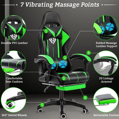 Modern Design ALINUNU Ergonomic Computador Massagem Cadeira de Jogo com Luzes LED e apoio de pé