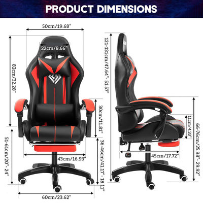 39.75 libras Ergonômica Computador Massagem Cadeira de Jogo com luzes LED e apoio de pés