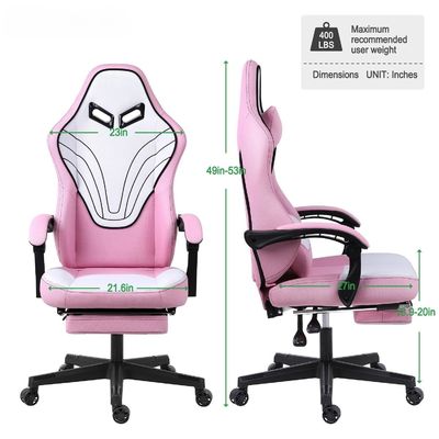 Cadeira de jogo de computador ergonômica de couro sintético de design moderno com apoio de pé