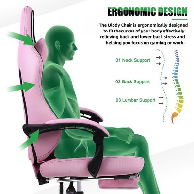 Cadeira de jogo de computador ergonômica de couro sintético de design moderno com apoio de pé