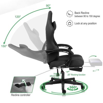 Silla Gamer Específica Cadeira Ergonômica de Jogo Couro sintético e apoio de pé Incluído