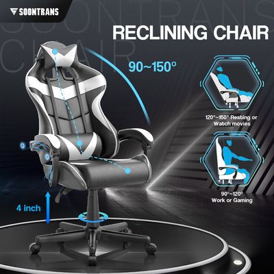 Cadeira ergonômica para jogadores com massagem e design confortável