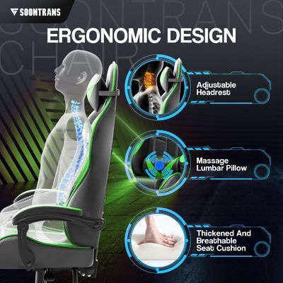250 libras Recomendação de peso máximo Cadeira ergonômica para jogadores com função de massagem