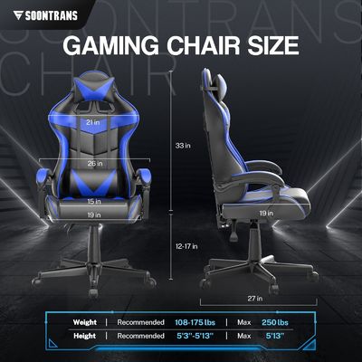 Cadeira de jogos de corrida de altura ajustável para escritório e computador 29&quot;D x 29&quot;W x 48&quot;H