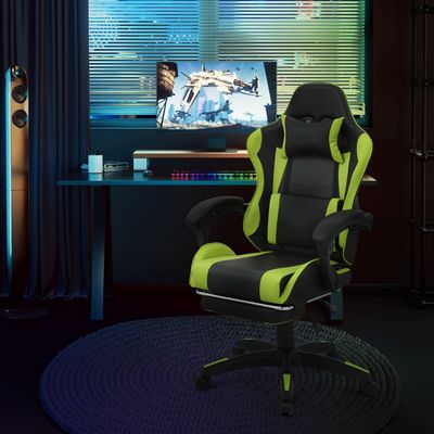 Cadeira de corrida com computador ergonômico de apoio lombar de ferro com altura e apoio de pé ajustáveis